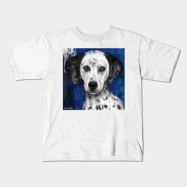 Painting of a Cute Dalmatian Dog Staring Directly at You Kids T-Shirt by ibadishi